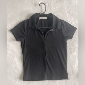 Elegant Black Short Sleeve Top by Cloud Dancer.